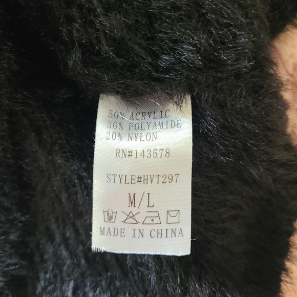 M/L Fuzzy Black Faux Wrap Long sleeved top - Picture 5 of 7